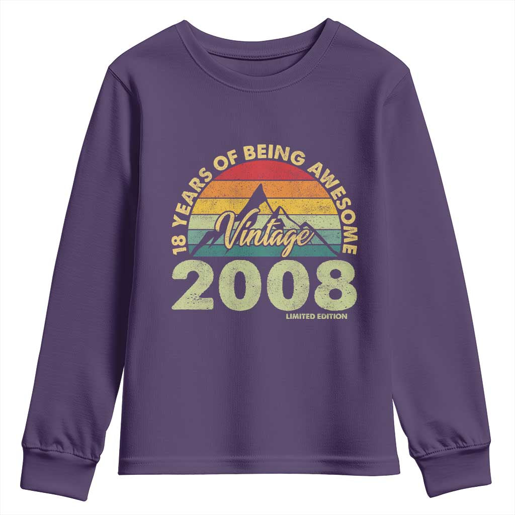 18th Birthday Youth Sweatshirt Vintage 2008 Limited Edition 18 Year Old Gift