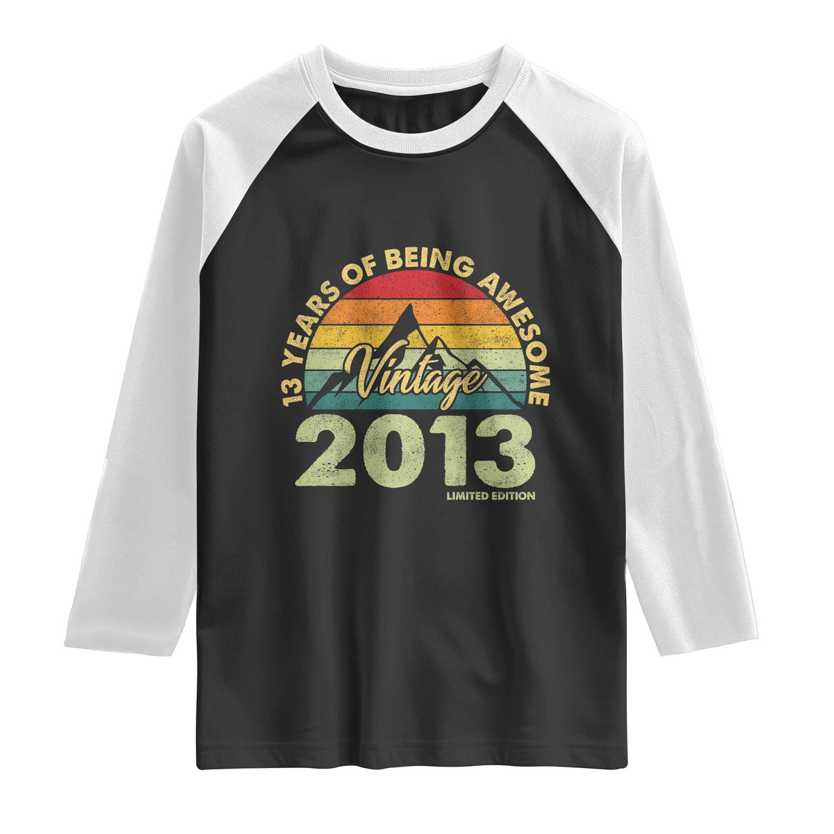 13th Birthday Raglan Shirt Vintage 2013 Limited Edition 13 Year Old Gift