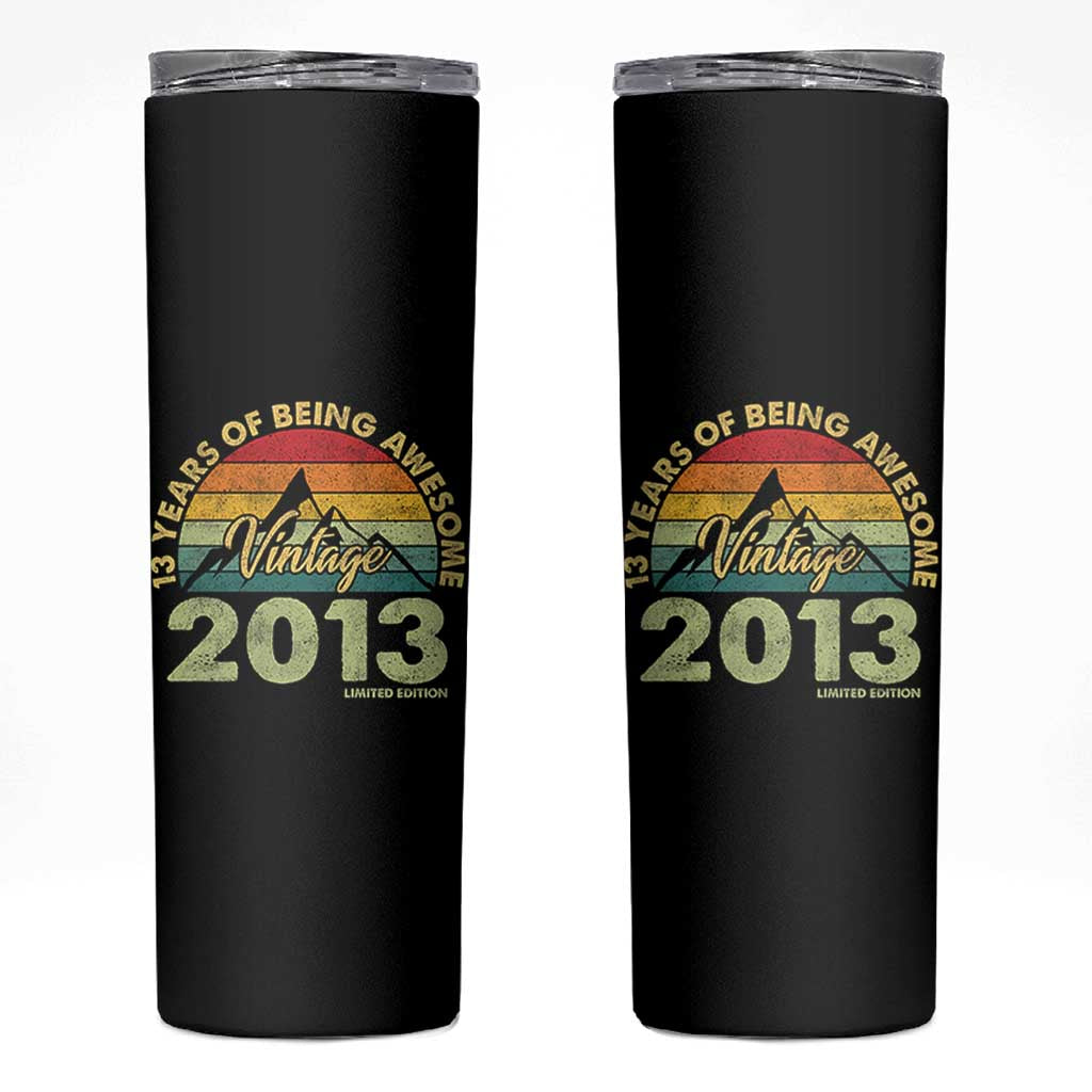 13th Birthday Skinny Tumbler Vintage 2013 Limited Edition 13 Year Old Gift