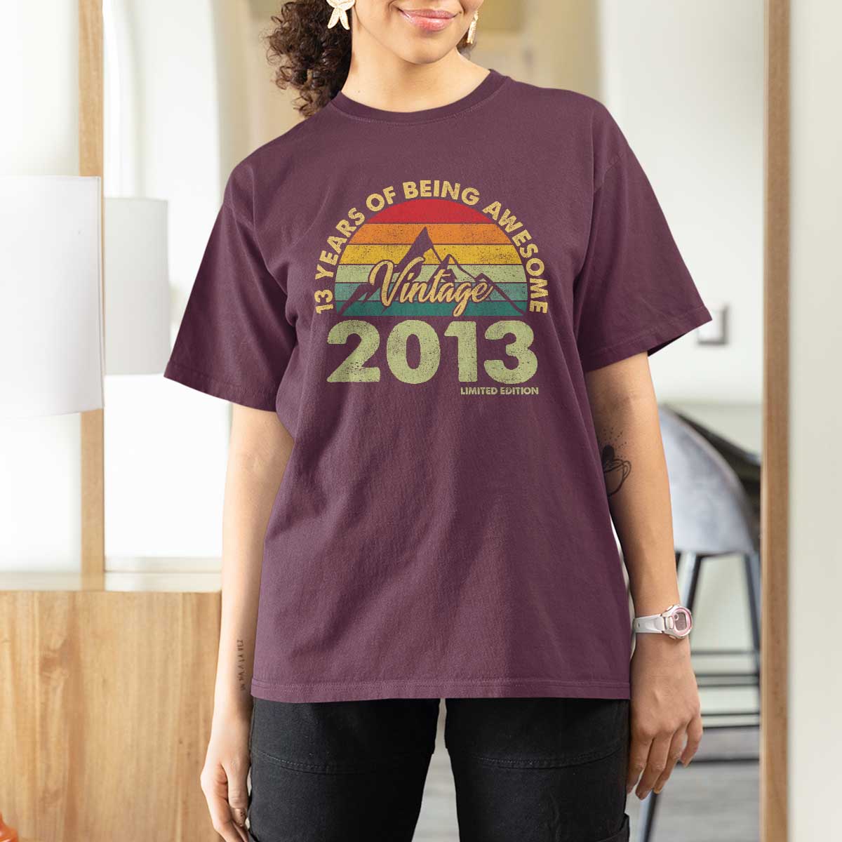 13th Birthday T Shirt For Women Vintage 2013 Limited Edition 13 Year Old Gift