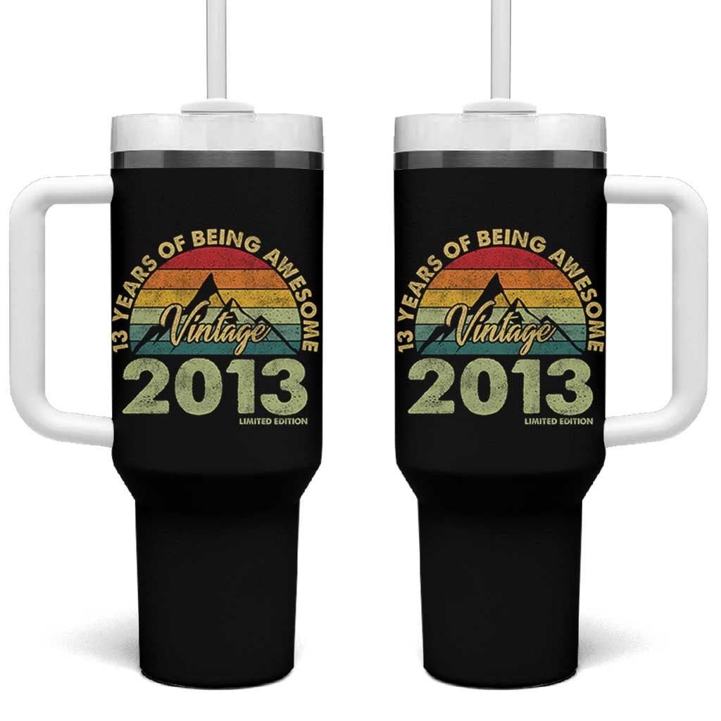 13th Birthday Tumbler With Handle Vintage 2013 Limited Edition 13 Year Old Gift
