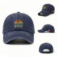 13th Birthday Washed Cotton Baseball Cap Vintage 2013 Limited Edition 13 Year Old Gift
