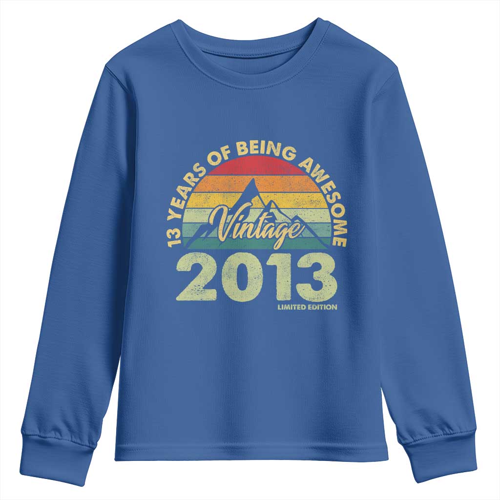 13th Birthday Youth Sweatshirt Vintage 2013 Limited Edition 13 Year Old Gift
