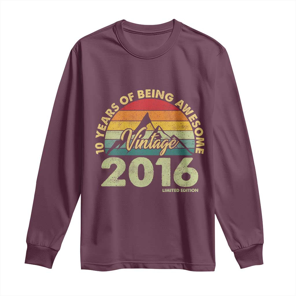 10th Birthday Long Sleeve Shirt Vintage 2016 Limited Edition 10 Year Old Bday Gift