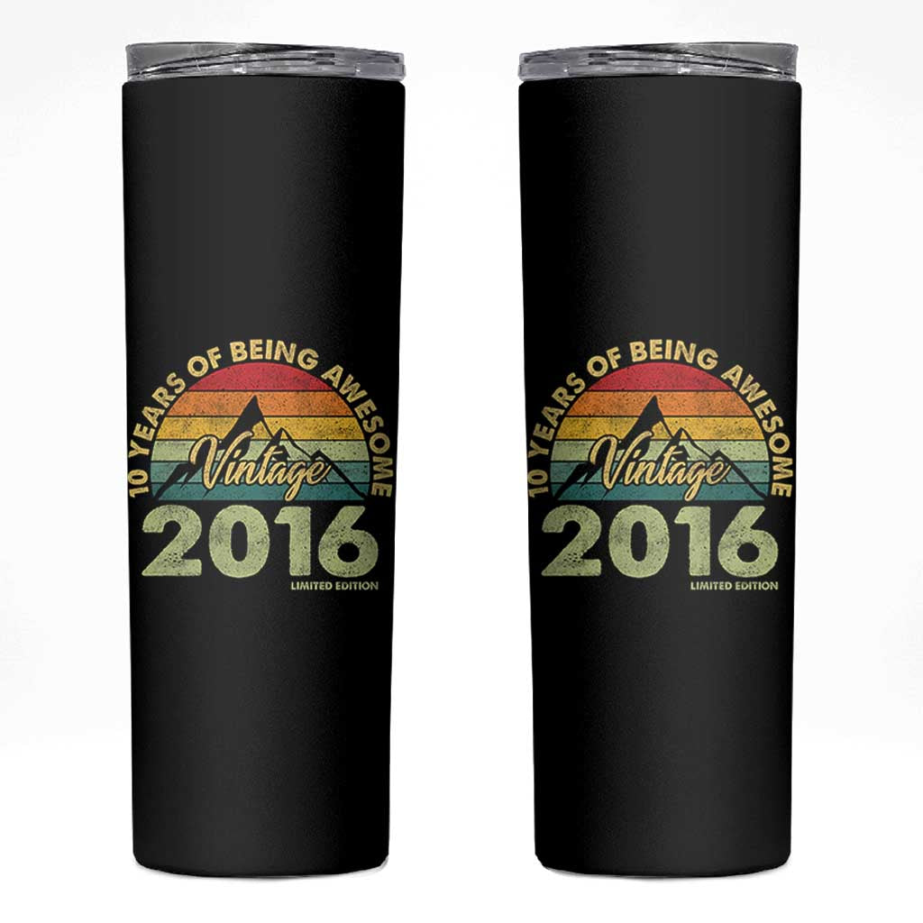 10th Birthday Skinny Tumbler Vintage 2016 Limited Edition 10 Year Old Bday Gift