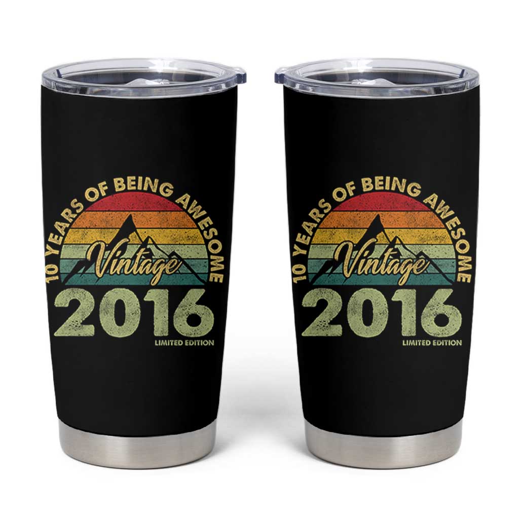 10th Birthday Tumbler Cup Vintage 2016 Limited Edition 10 Year Old Bday Gift