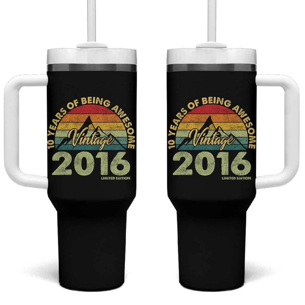 10th Birthday Tumbler With Handle Vintage 2016 Limited Edition 10 Year Old Bday Gift