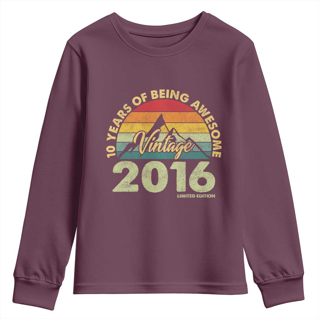 10th Birthday Youth Sweatshirt Vintage 2016 Limited Edition 10 Year Old Bday Gift