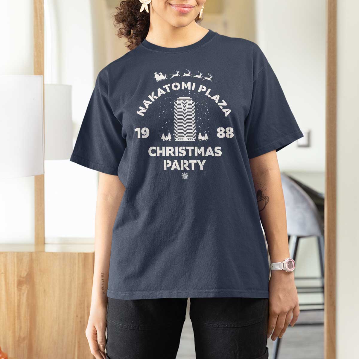 Nakatomi Plaza Christmas Party T Shirt For Women Funny 80's Movie Xmas Party - Wonder Print Shop