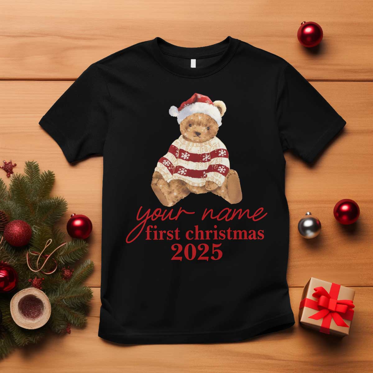 Personalised My First Christmas T Shirt Custom Name Newborn Baby 1st Xmas - Wonder Print Shop