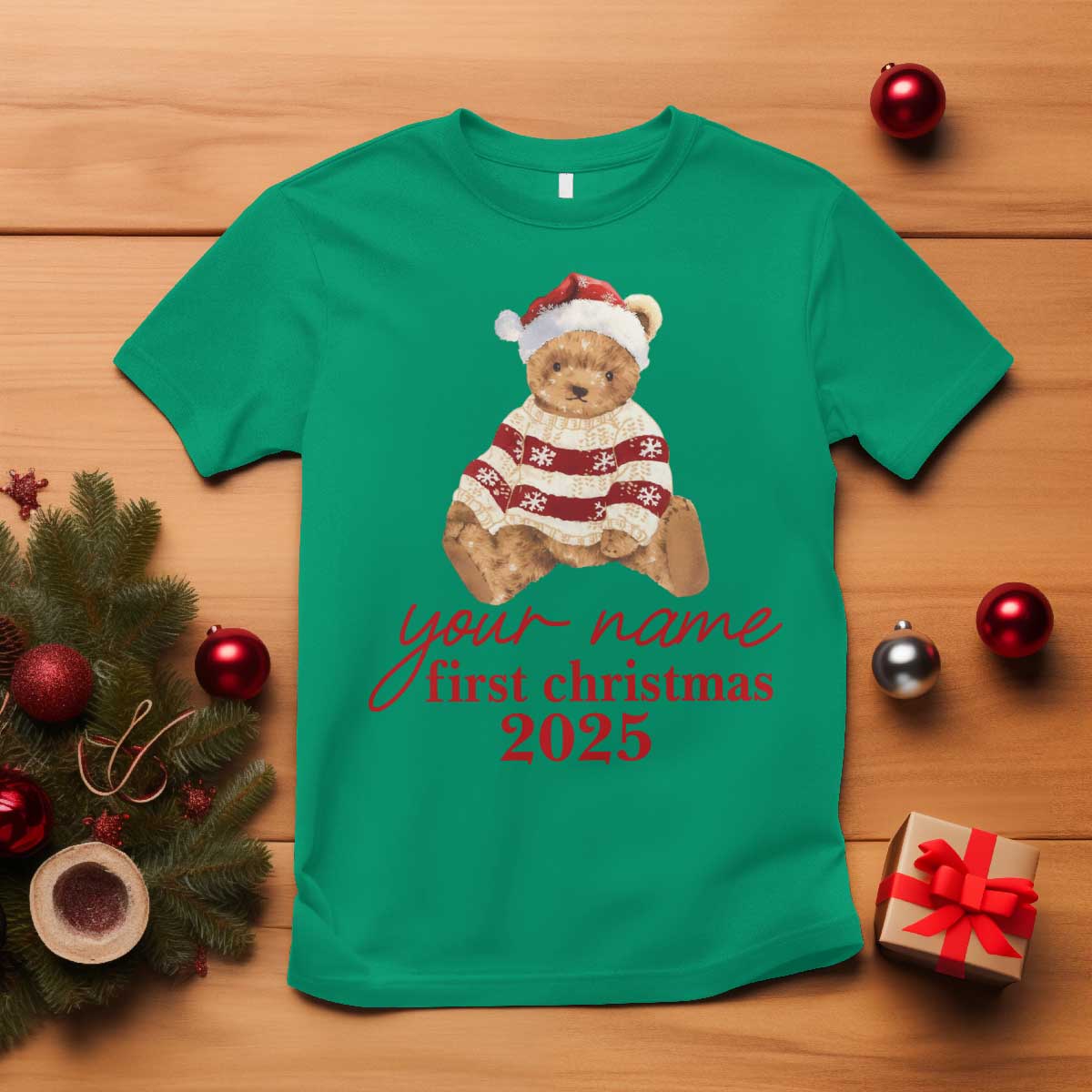 Personalised My First Christmas T Shirt Custom Name Newborn Baby 1st Xmas - Wonder Print Shop