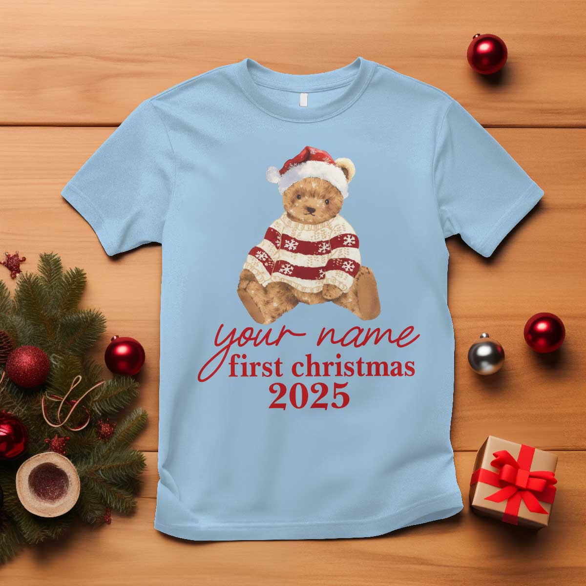 Personalised My First Christmas T Shirt Custom Name Newborn Baby 1st Xmas - Wonder Print Shop