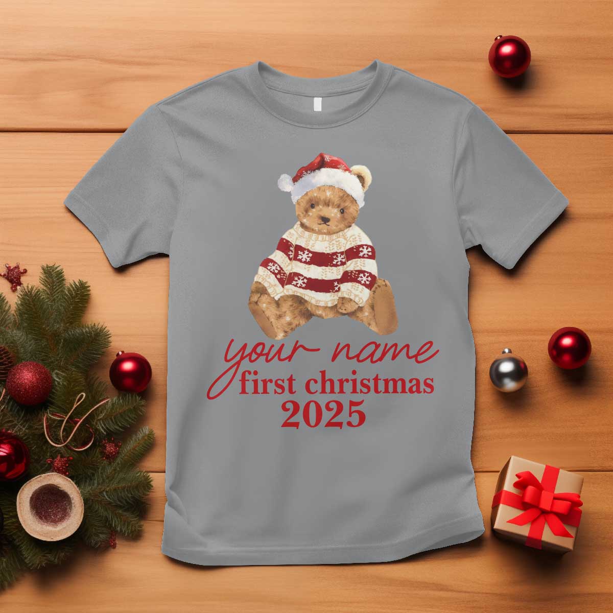 Personalised My First Christmas T Shirt Custom Name Newborn Baby 1st Xmas - Wonder Print Shop