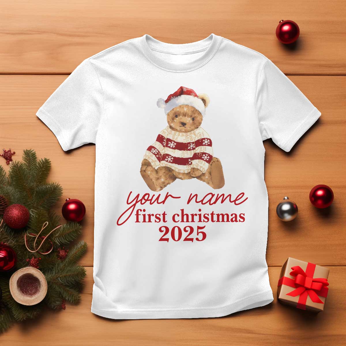 Personalised My First Christmas T Shirt Custom Name Newborn Baby 1st Xmas - Wonder Print Shop