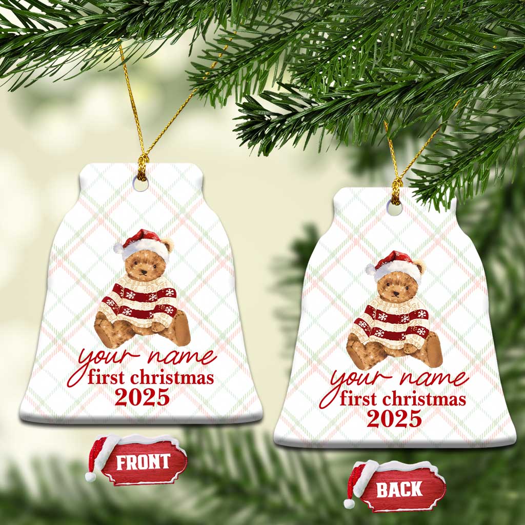Personalised My First Xmas Ceramic Ornament Custom Name Newborn Baby 1st Xmas - Wonder Print Shop