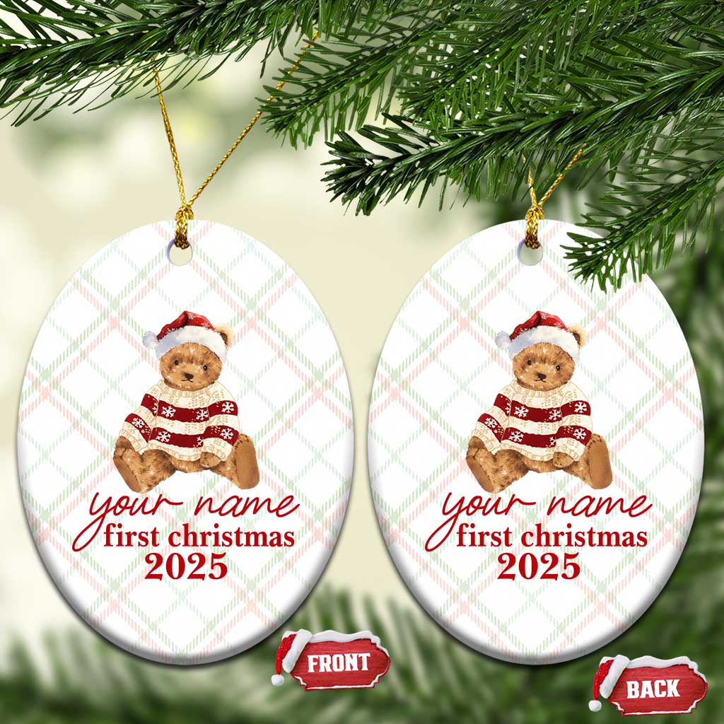Personalised My First Xmas Ceramic Ornament Custom Name Newborn Baby 1st Xmas - Wonder Print Shop