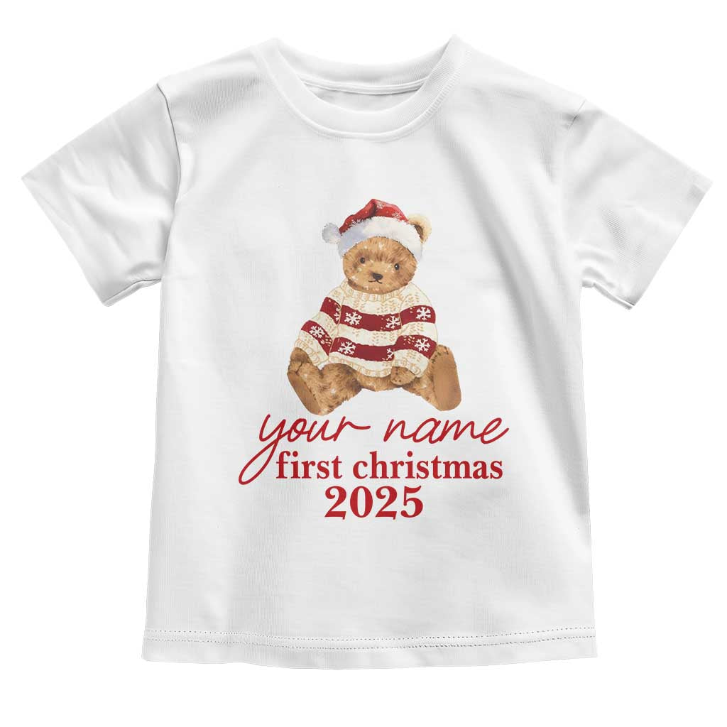 Personalised My First Christmas Toddler T Shirt Custom Name Newborn Baby 1st Xmas - Wonder Print Shop