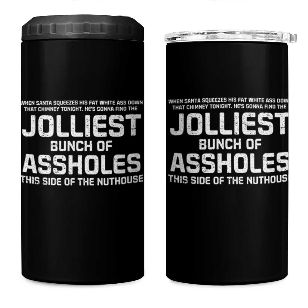Funny Christmas 4 in 1 Can Cooler Tumbler Jolliest Bunch of A-Holes Xmas Vacation - Wonder Print Shop