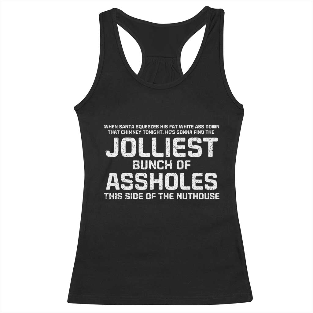 Funny Christmas Racerback Tank Top Jolliest Bunch of A-Holes Xmas Vacation - Wonder Print Shop