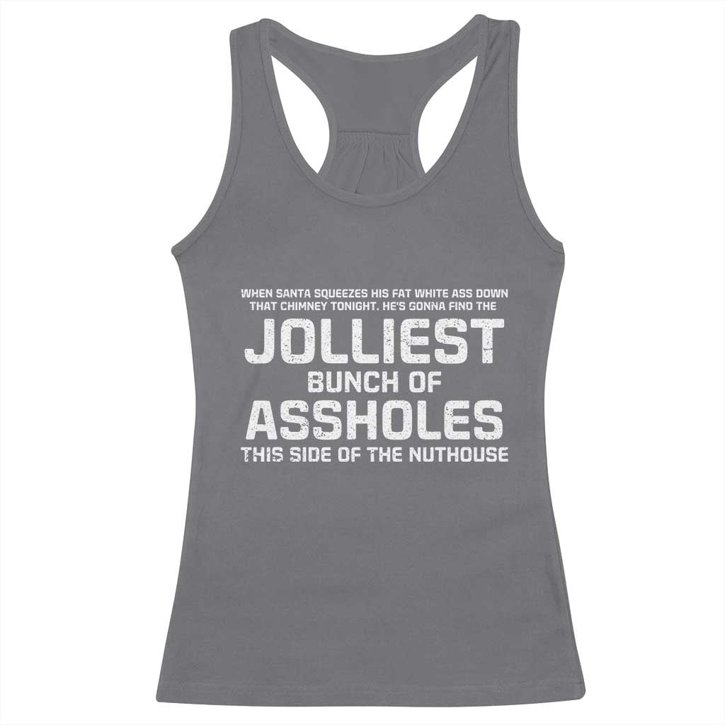 Funny Christmas Racerback Tank Top Jolliest Bunch of A-Holes Xmas Vacation - Wonder Print Shop