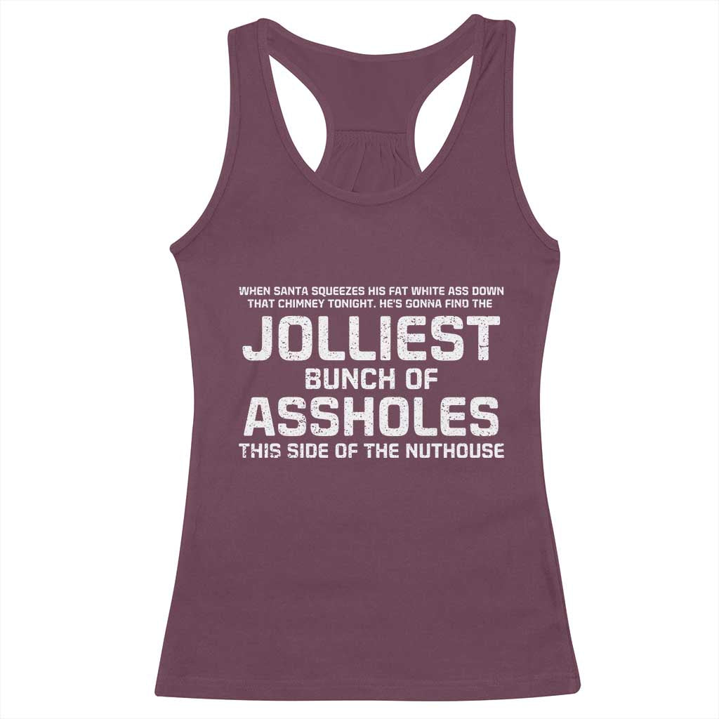 Funny Christmas Racerback Tank Top Jolliest Bunch of A-Holes Xmas Vacation - Wonder Print Shop