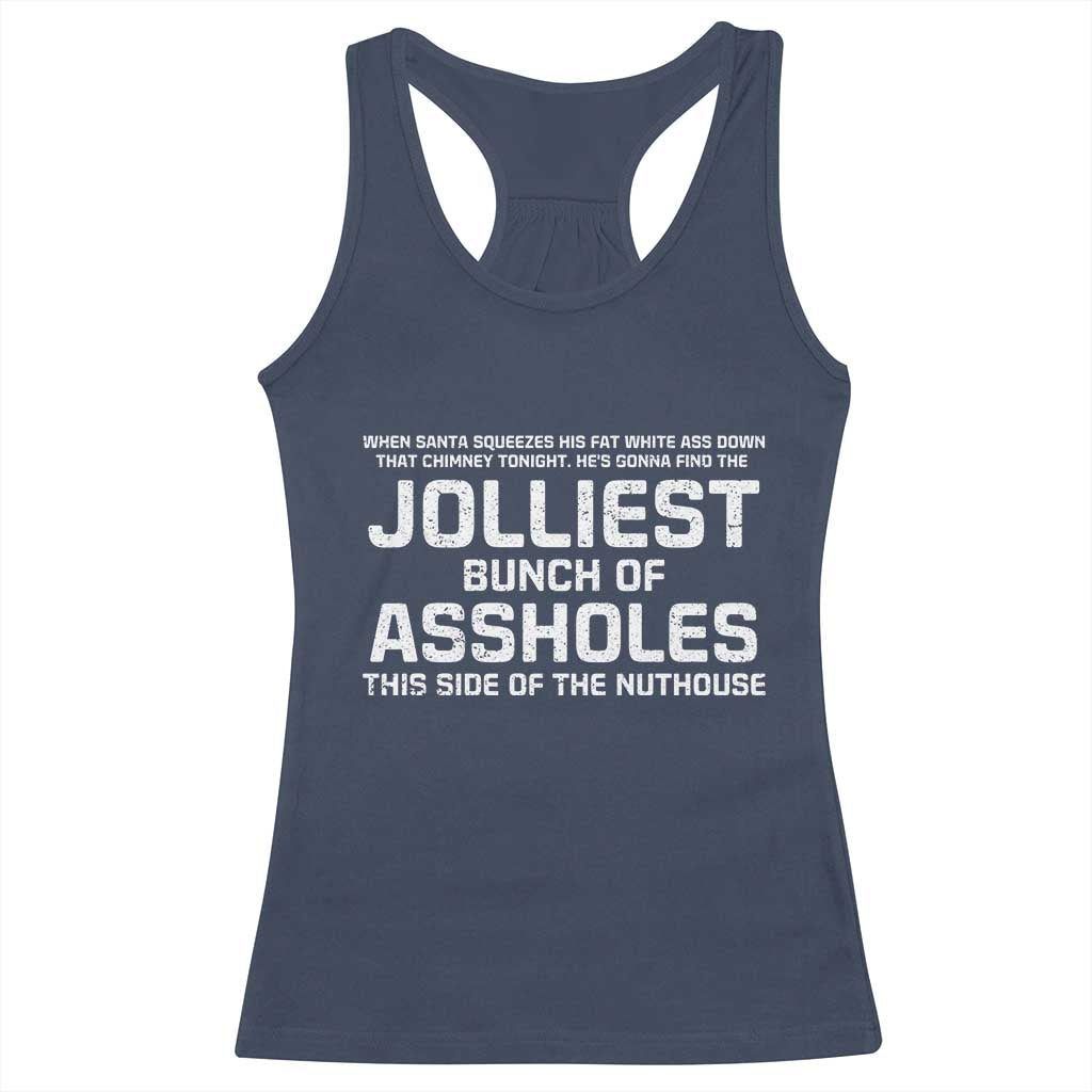 Funny Christmas Racerback Tank Top Jolliest Bunch of A-Holes Xmas Vacation - Wonder Print Shop