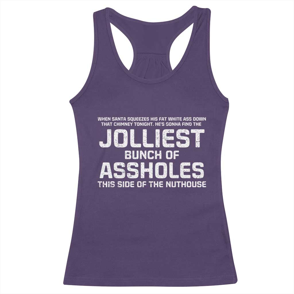 Funny Christmas Racerback Tank Top Jolliest Bunch of A-Holes Xmas Vacation - Wonder Print Shop