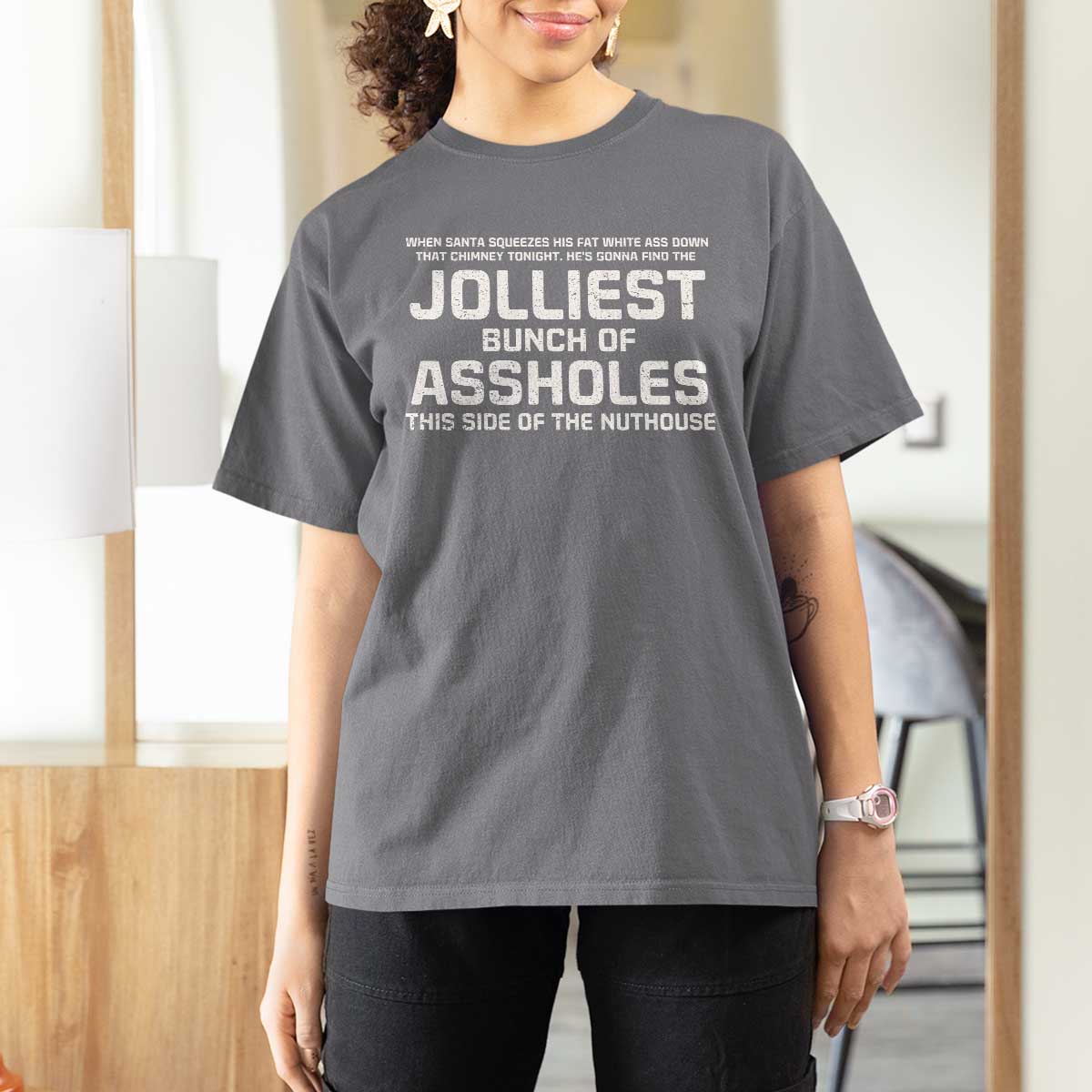 Funny Christmas T Shirt For Women Jolliest Bunch of A-Holes Xmas Vacation - Wonder Print Shop