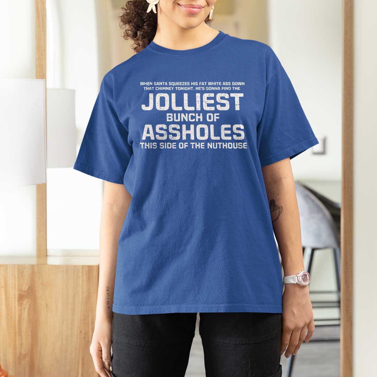 Funny Christmas T Shirt For Women Jolliest Bunch of A-Holes Xmas Vacation - Wonder Print Shop