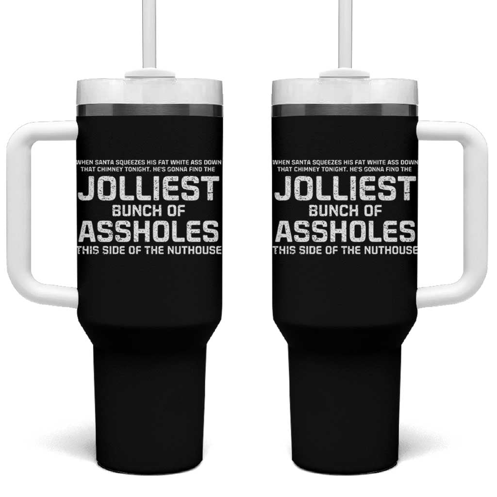 Funny Christmas Tumbler With Handle Jolliest Bunch of A-Holes Xmas Vacation - Wonder Print Shop