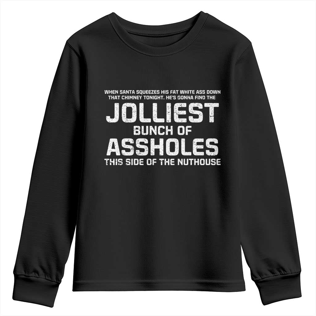 Funny Christmas Youth Sweatshirt Jolliest Bunch of A-Holes Xmas Vacation - Wonder Print Shop