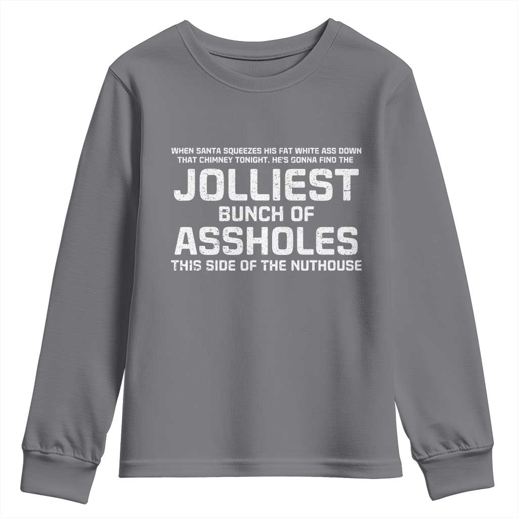 Funny Christmas Youth Sweatshirt Jolliest Bunch of A-Holes Xmas Vacation - Wonder Print Shop
