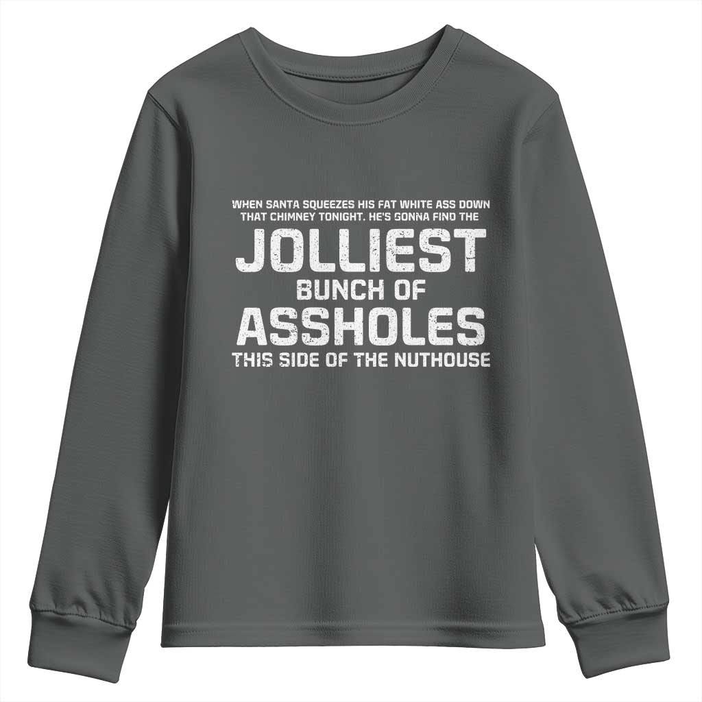 Funny Christmas Youth Sweatshirt Jolliest Bunch of A-Holes Xmas Vacation - Wonder Print Shop