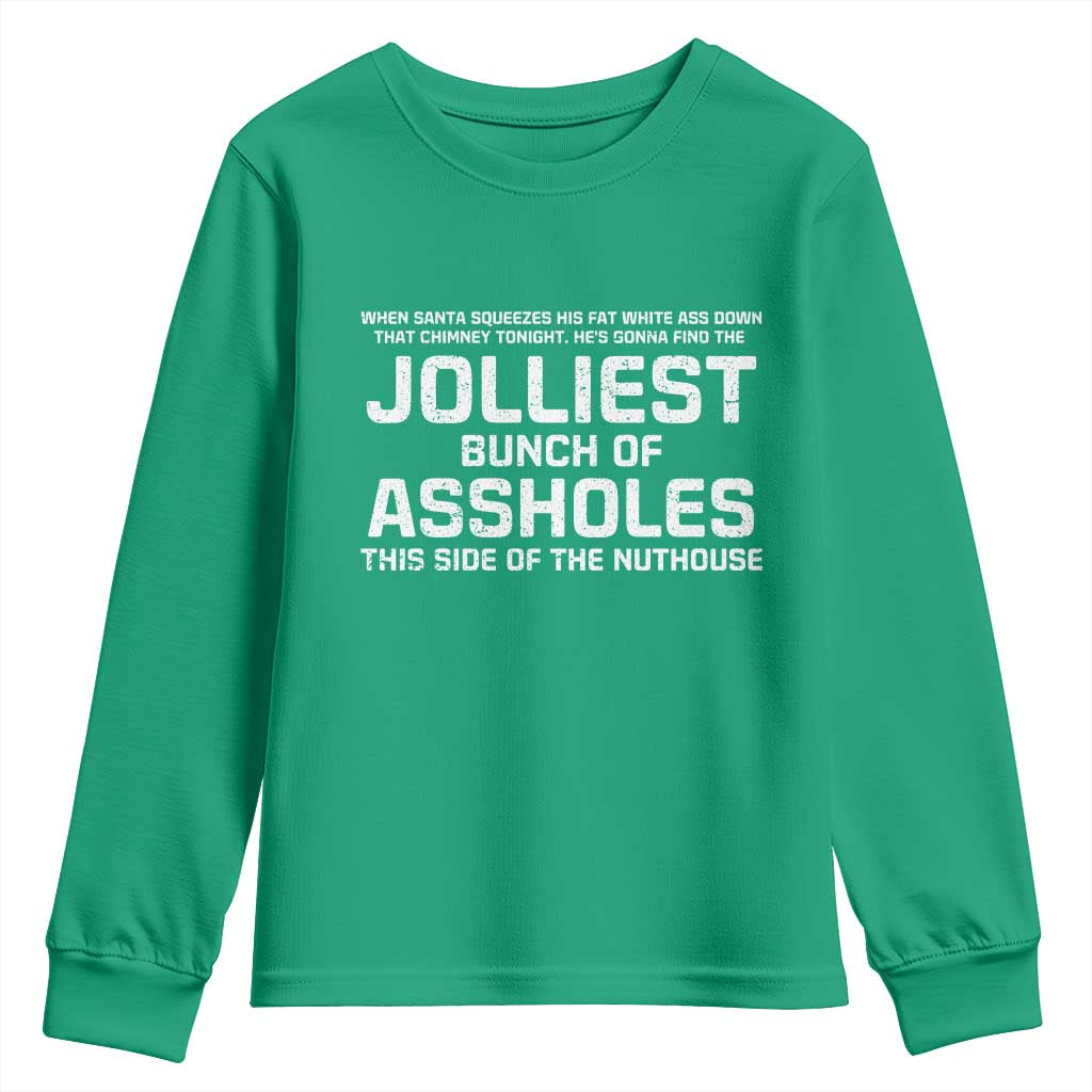 Funny Christmas Youth Sweatshirt Jolliest Bunch of A-Holes Xmas Vacation - Wonder Print Shop