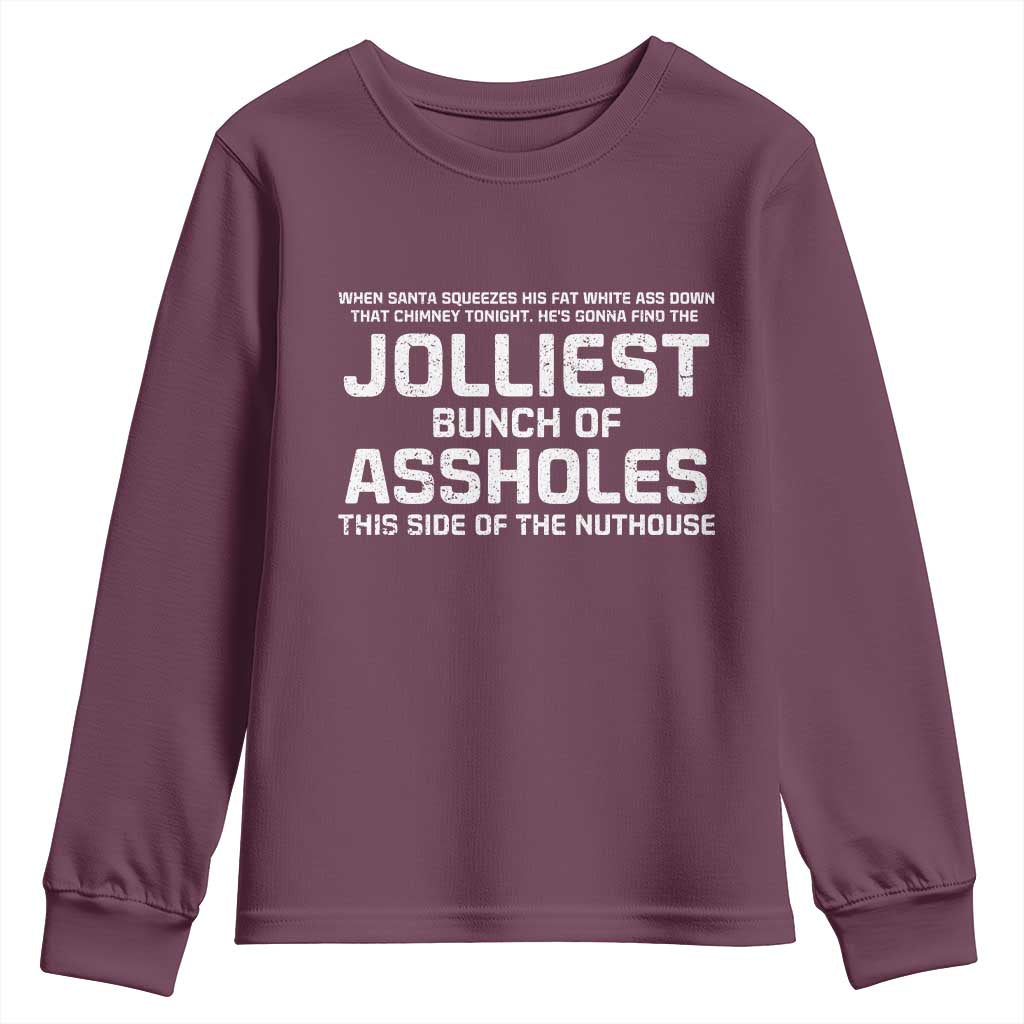 Funny Christmas Youth Sweatshirt Jolliest Bunch of A-Holes Xmas Vacation - Wonder Print Shop