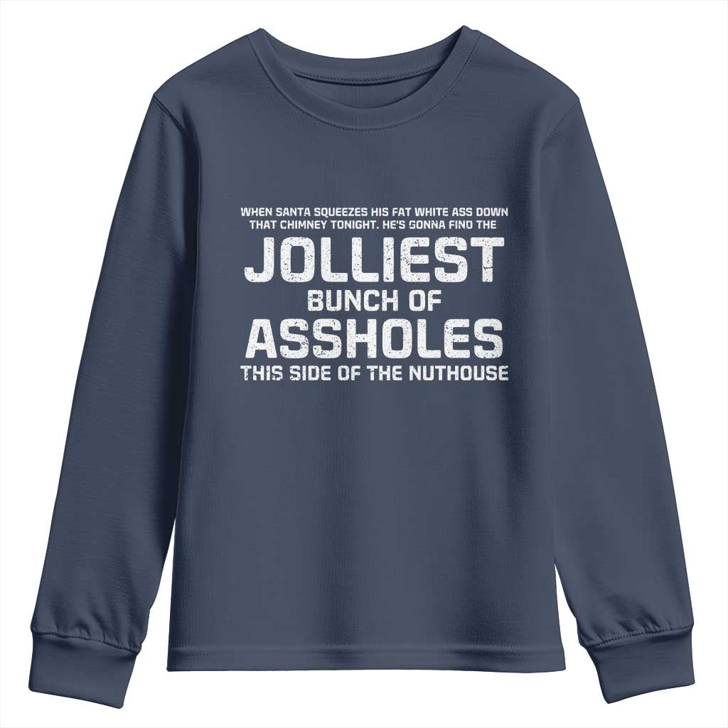 Funny Christmas Youth Sweatshirt Jolliest Bunch of A-Holes Xmas Vacation - Wonder Print Shop