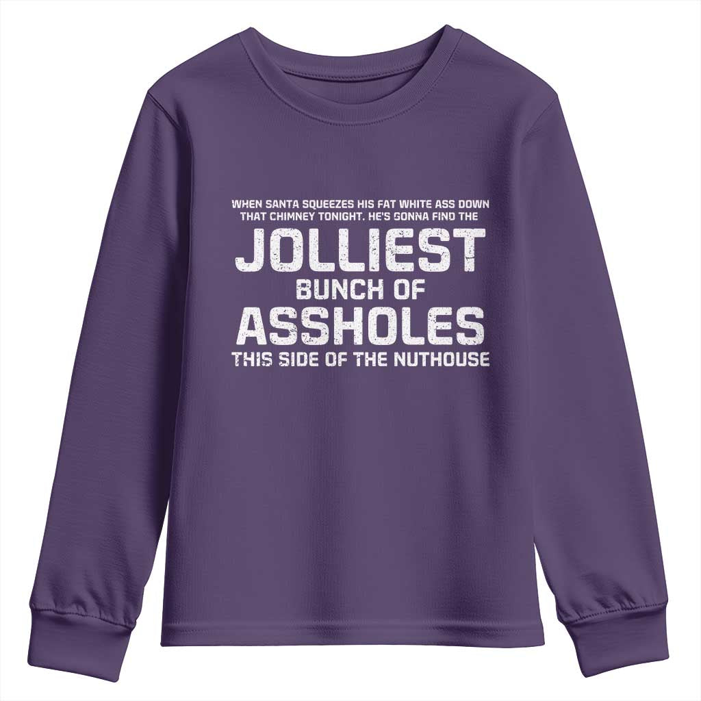 Funny Christmas Youth Sweatshirt Jolliest Bunch of A-Holes Xmas Vacation - Wonder Print Shop