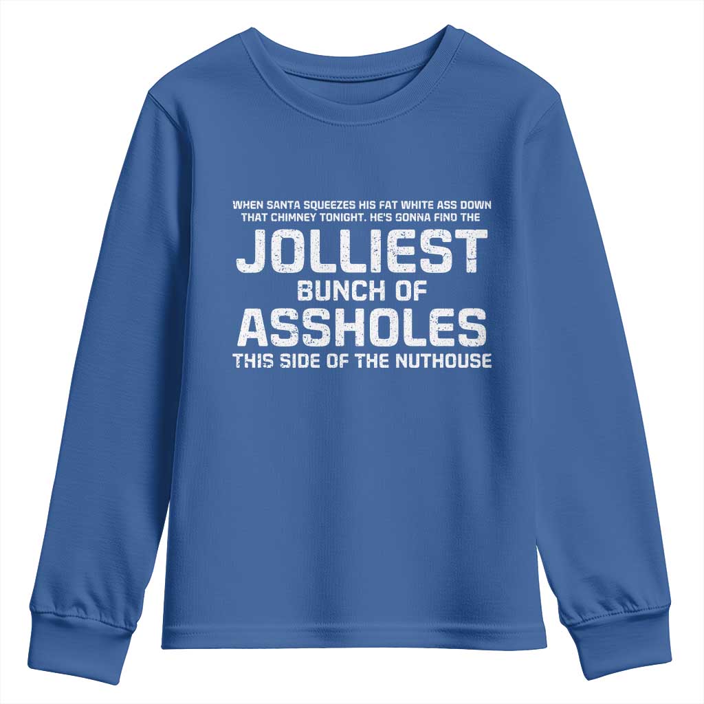 Funny Christmas Youth Sweatshirt Jolliest Bunch of A-Holes Xmas Vacation - Wonder Print Shop