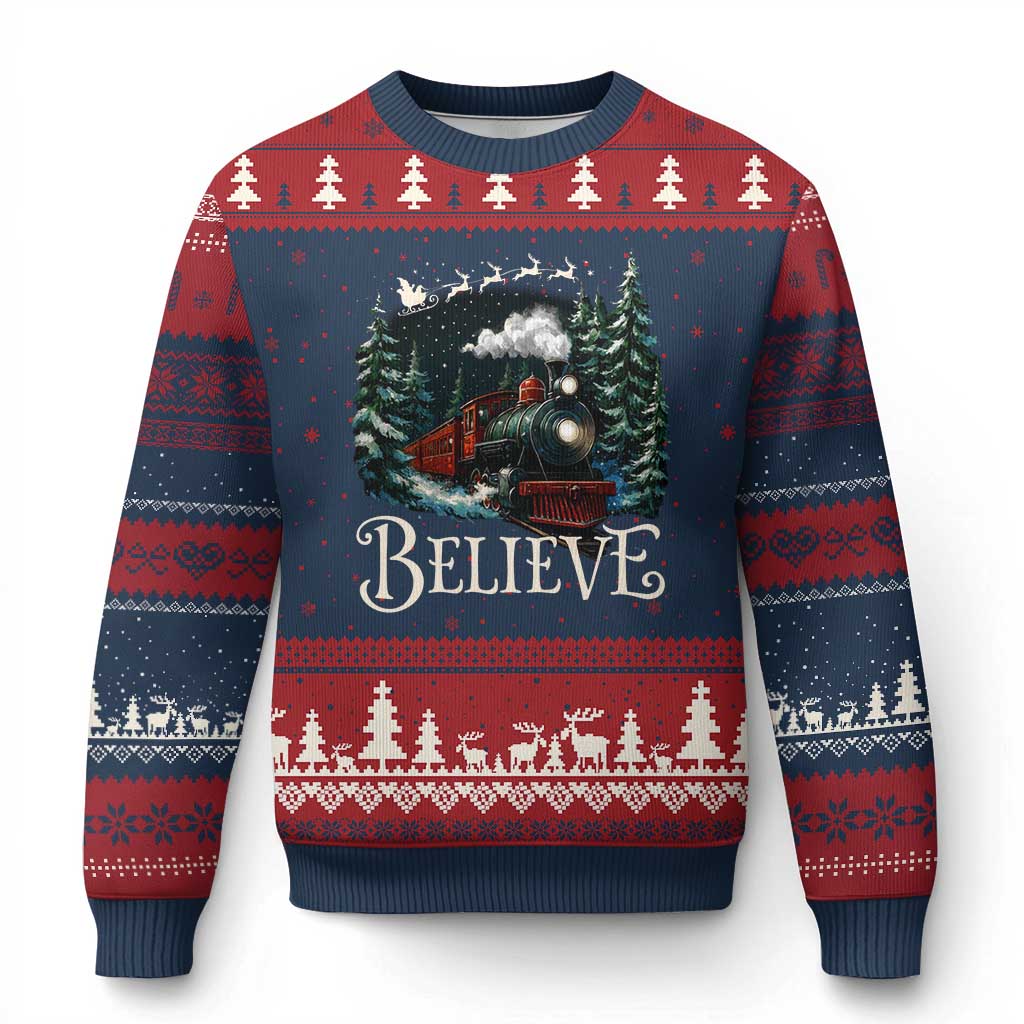 Polar Express Ugly Christmas Sweater Xmas Believe - Wonder Print Shop