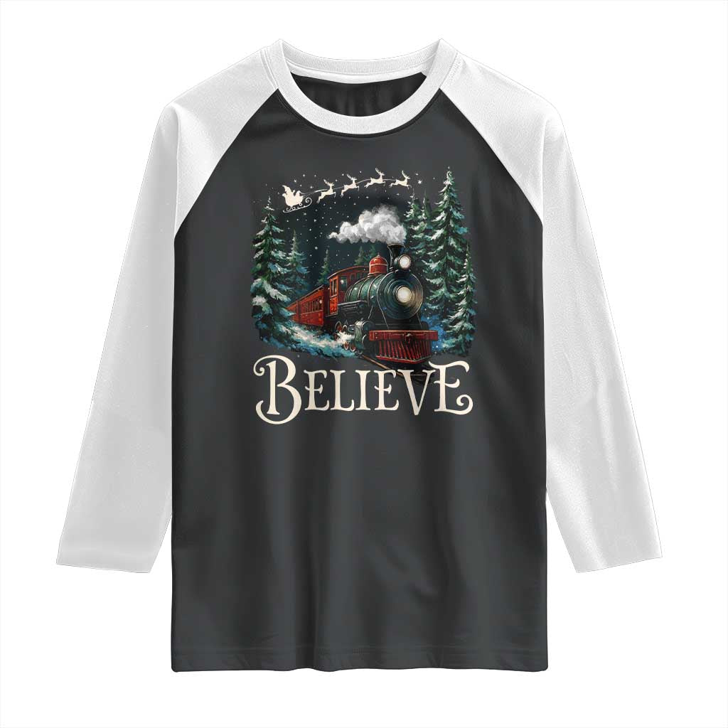 Polar Express Raglan Shirt Christmas Believe - Wonder Print Shop