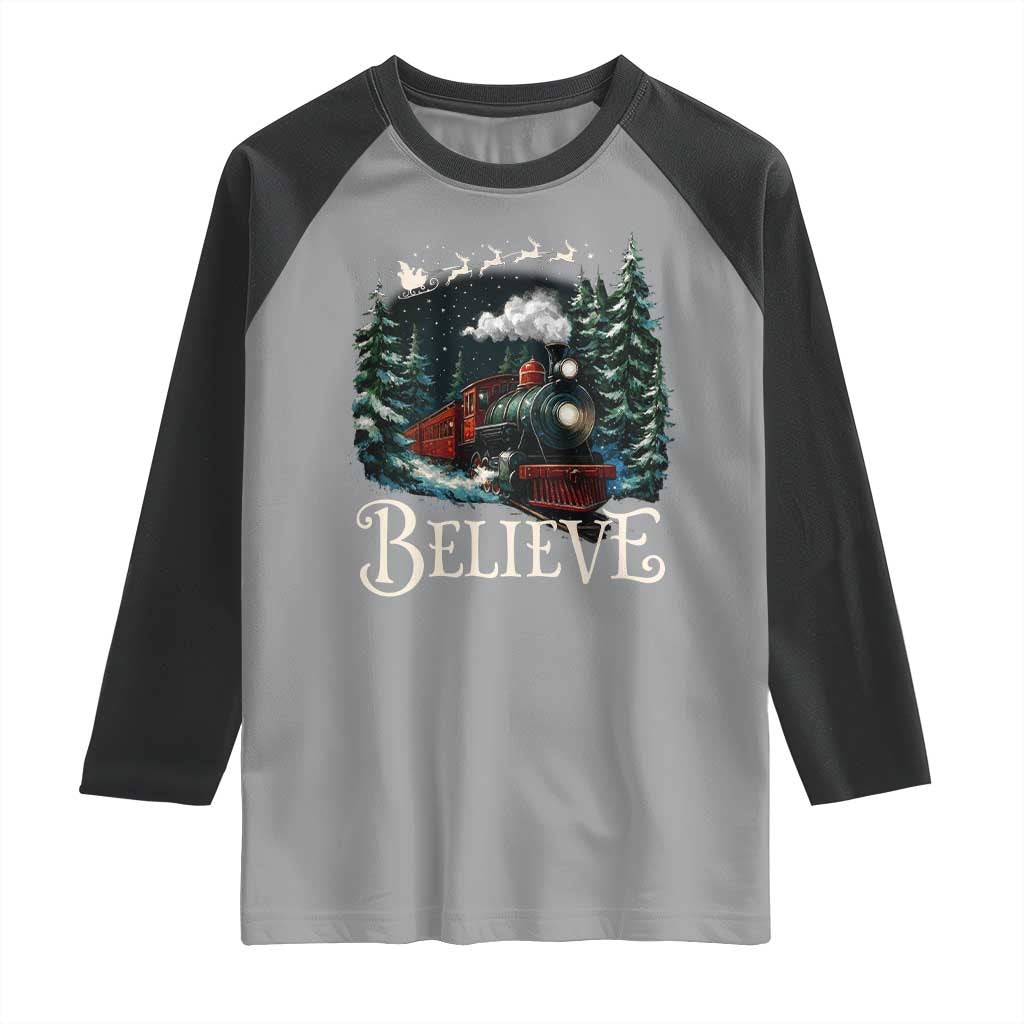 Polar Express Raglan Shirt Christmas Believe - Wonder Print Shop