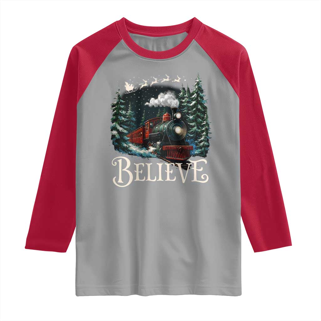 Polar Express Raglan Shirt Christmas Believe - Wonder Print Shop