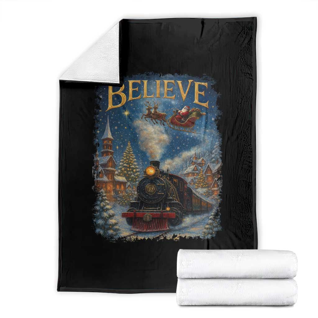 Polar Express Throw Blanket Retro Vintage Christmas Believe - Wonder Print Shop