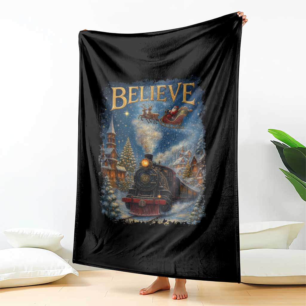 Polar Express Throw Blanket Retro Vintage Christmas Believe - Wonder Print Shop