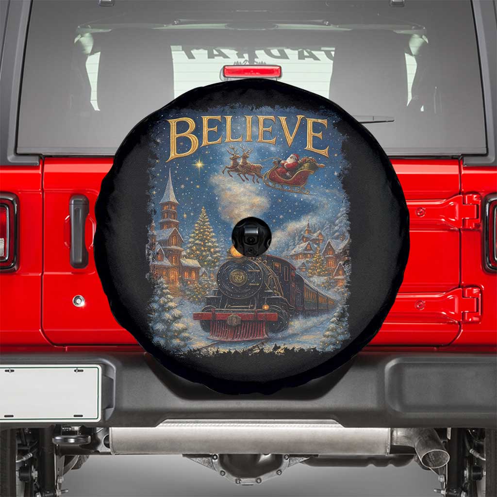 Polar Express Spare Tire Cover Retro Vintage Christmas Believe - Wonder Print Shop