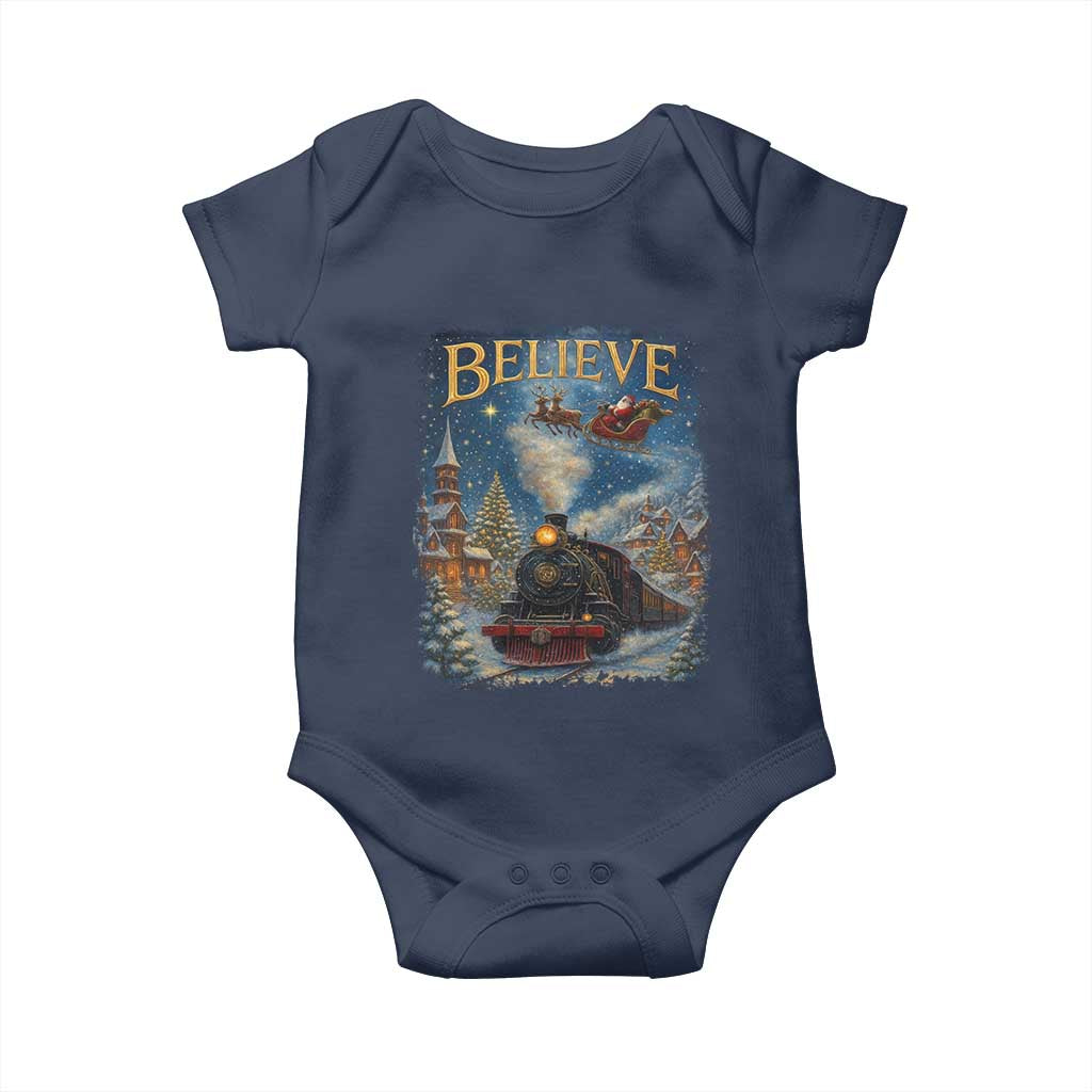 Polar Express Baby Onesie Retro Vintage Christmas Believe - Wonder Print Shop
