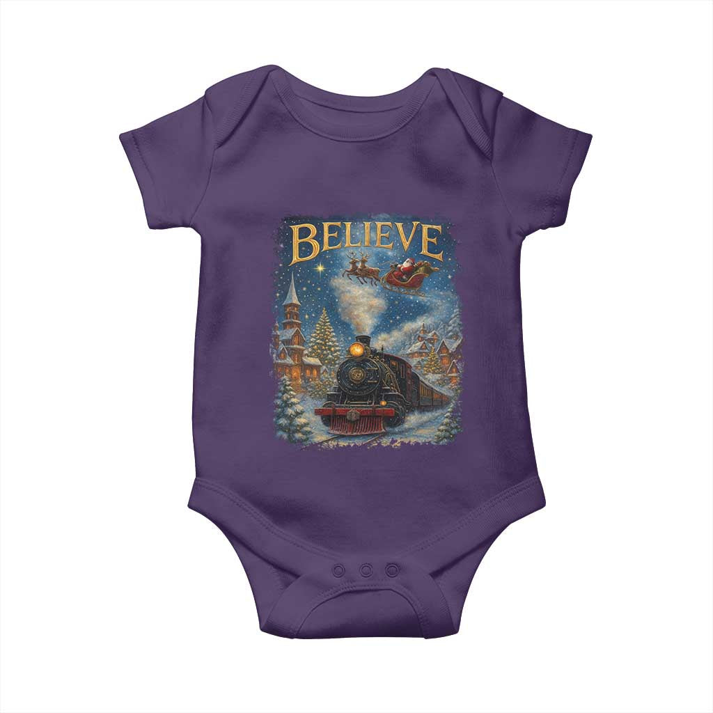 Polar Express Baby Onesie Retro Vintage Christmas Believe - Wonder Print Shop
