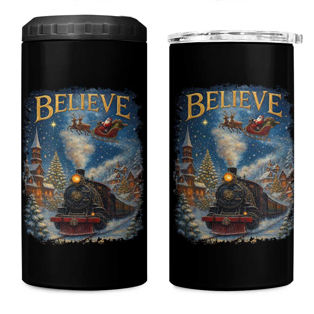 Polar Express 4 in 1 Can Cooler Tumbler Retro Vintage Christmas Believe - Wonder Print Shop