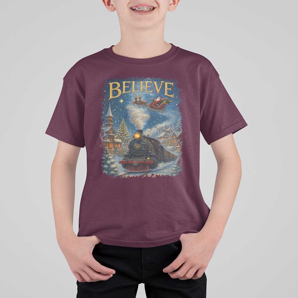Polar Express T Shirt For Kid Retro Vintage Christmas Believe - Wonder Print Shop