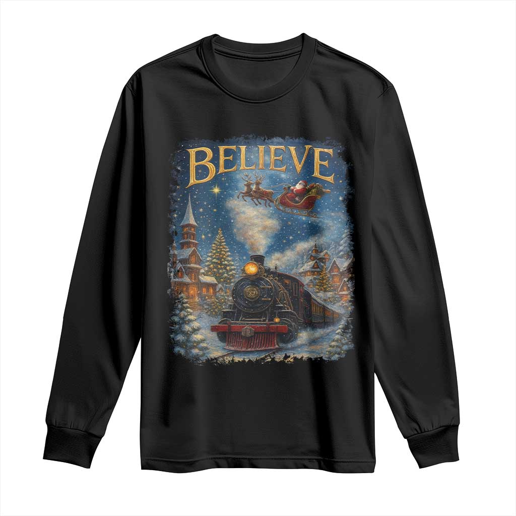 Polar Express Long Sleeve Shirt Retro Vintage Christmas Believe - Wonder Print Shop